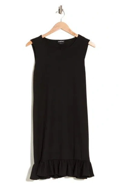 Bebe Ruffle Hem Sleeveless Rib Dress In Black