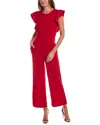 Bebe Flutter Sleeve Core Jumpsuit In Red