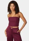 Bebe Rushed Mesh Combo Satin Corset In Purple Potion