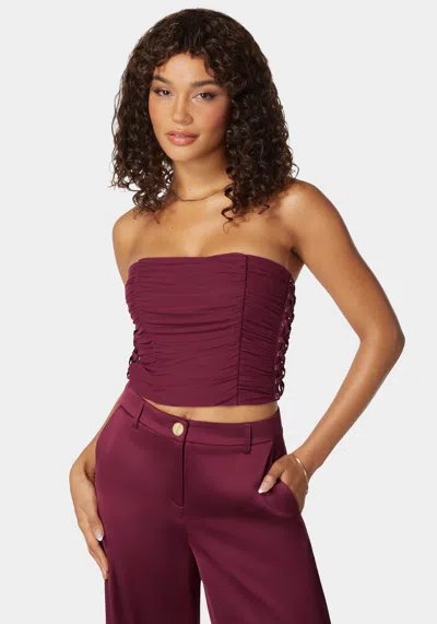 Bebe Rushed Mesh Combo Satin Corset In Purple Potion