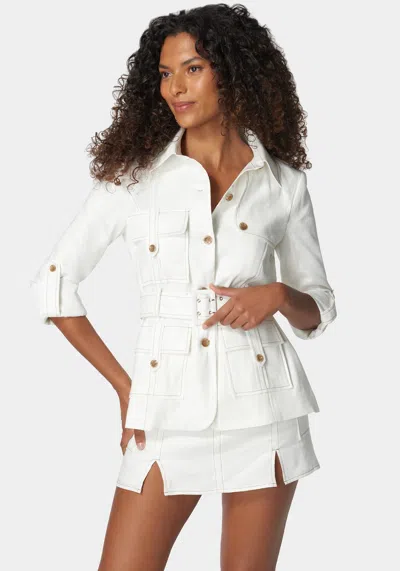 Bebe Safari Tailored Jacket In White Alyssum