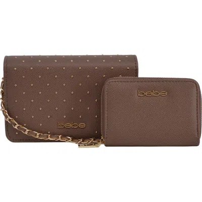 Bebe Sagan Stud Crossbody And Zip Wallet In Brown