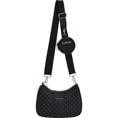 Bebe Sagan Stud Crossbody Bag With Zip Pouch In Black