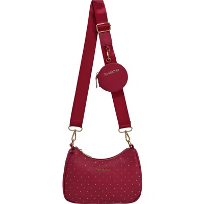 Bebe Sagan Stud Crossbody Bag With Zip Pouch In Pink