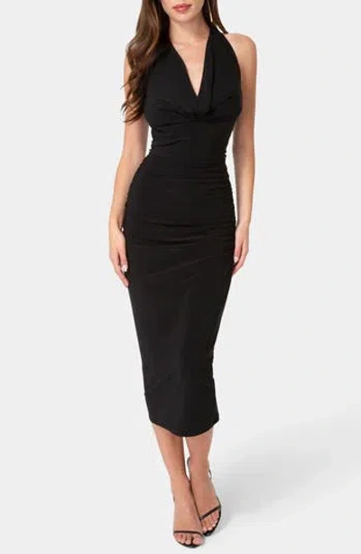 Bebe Sah Cowl Neck Body-con Dress In Black