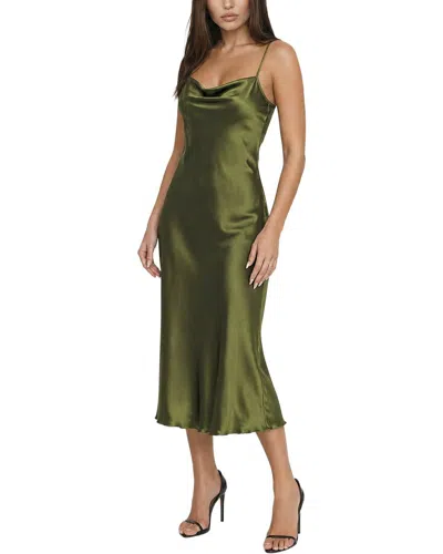 Bebe Satin Cowl Midi Dress In Green