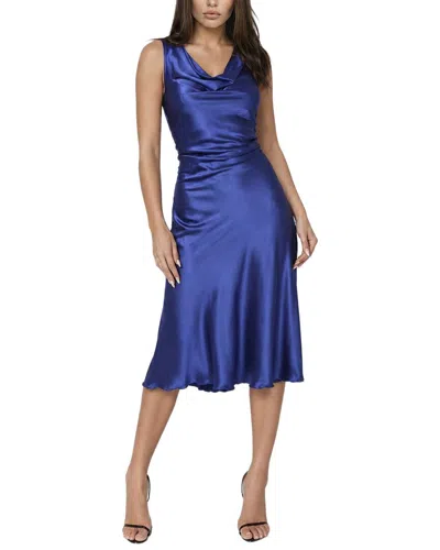 Bebe Satin Cowl Midi Dress In Blue