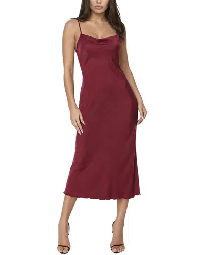 Bebe Satin Cowl Midi Dress In Burgundy