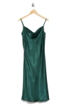 Bebe Satin Cowl Neck Midi Dress In Hunter