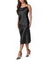Bebe Cowl Neck Midi Satin Jacquard Dress In Black