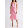 Bebe Satin Midi Dress In Blush