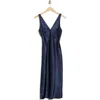 Bebe Satin Midi Dress In Blue