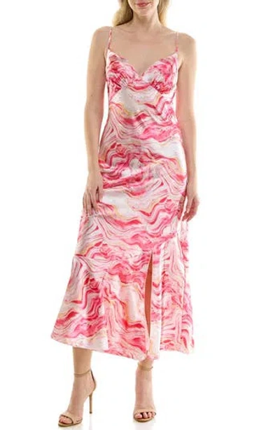 Bebe Satin Midi Slipdress In Pink