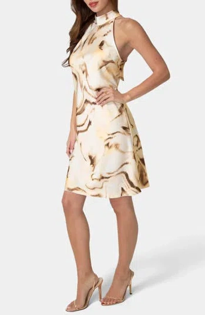 Bebe Satin Mock Neck Dress In Multi