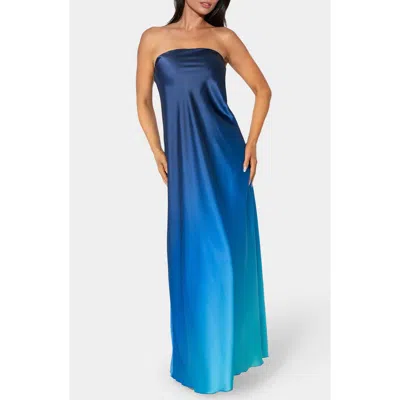 Bebe Satin Ombré Strapless Maxi Dress In Multi