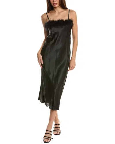 Bebe Satin Slip Midi Dress In Black