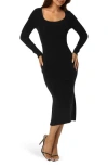 Bebe Scoop Neck Long Sleeve Sweater Dress In Black