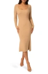 Bebe Scoop Neck Long Sleeve Sweater Dress In Neutral