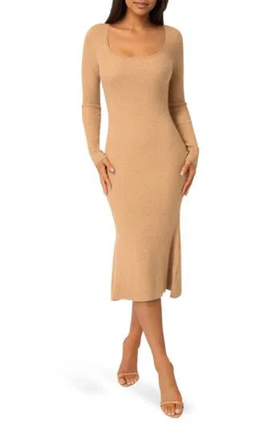 Bebe Scoop Neck Long Sleeve Sweater Dress In Neutral