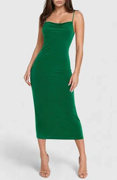 Bebe Scoop Neck Midi Dress In Green