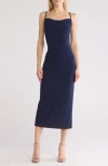 Bebe Scoop Neck Midi Dress In Navy