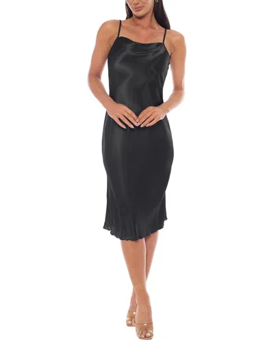 BEBE BEBE SCOOP NECK SATIN MIDI DRESS