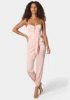 Bebe Self Tie Bustier Jogger Jumpsuit In Mauve