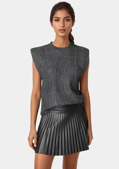 Bebe Sequin Detail Drop Shoulder Sweater In Heather Grey