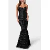 Bebe Sequin Feather Gown In Black