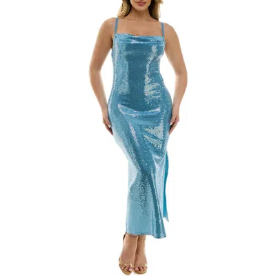 Bebe Sequin Gown In Blue