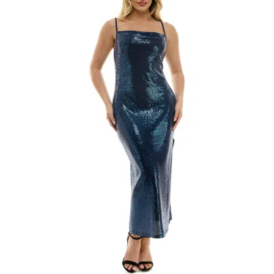 Bebe Sequin Gown In Blue