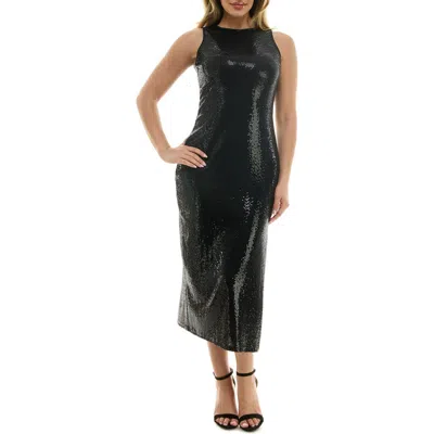 Bebe Sequin Midi Dress In Black