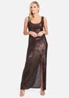 Bebe Sequin Tank Gown In Brown