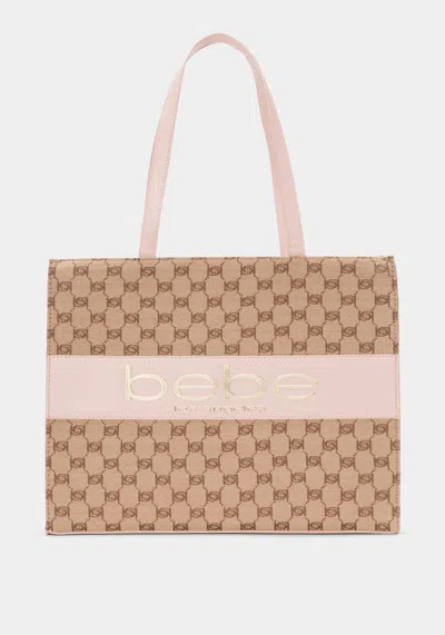 Bebe Serena Large Jacquard Tote In Jacquard,powder Pink