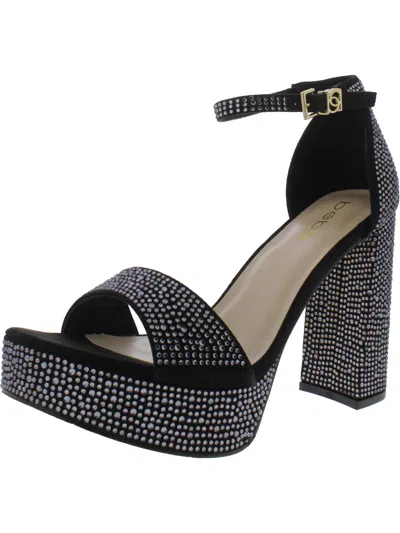 Bebe Shayla Womens Ankle Strap Round Toe Platform Heels In Black