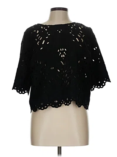 Pre-owned Bebe Short Sleeve Blouse In Black