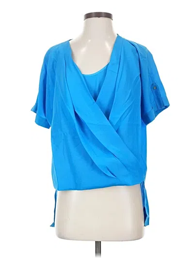 Pre-owned Bebe Short Sleeve Blouse In Blue