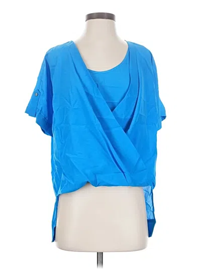 Pre-owned Bebe Short Sleeve Blouse In Blue