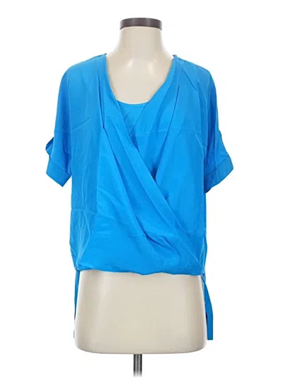 Pre-owned Bebe Short Sleeve Blouse In Blue