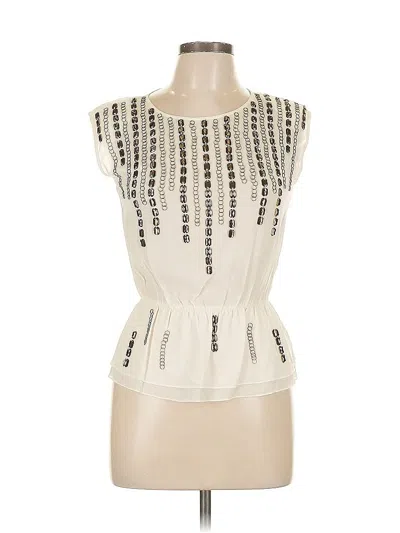 Pre-owned Bebe Short Sleeve Blouse In White
