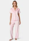 Bebe Short Sleeve Notch Collar Pant Set In Rose Shadow