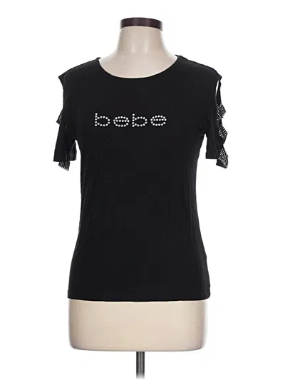 Pre-owned Bebe Short Sleeve Top Black Keyhole Neckline Tops