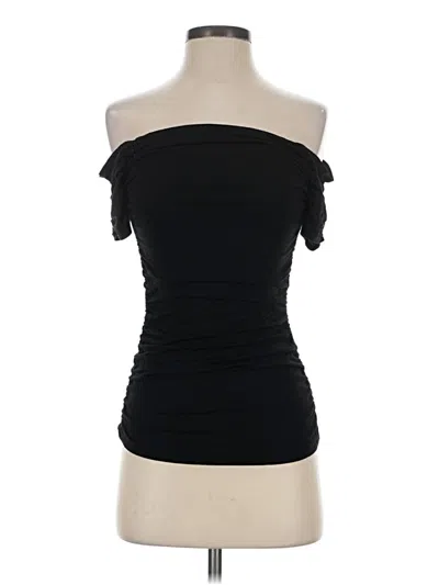 Pre-owned Bebe Short Sleeve Top Black Strapless Neckline Tops