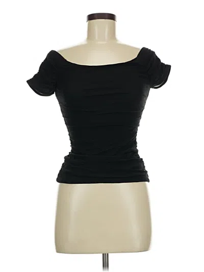 Pre-owned Bebe Short Sleeve Top Black Sweetheart Neckline Tops
