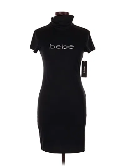 Pre-owned Bebe Short Sleeve Top Black Turtleneck Tops
