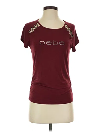 Pre-owned Bebe Short Sleeve Top Burgundy Scoop Neck Tops