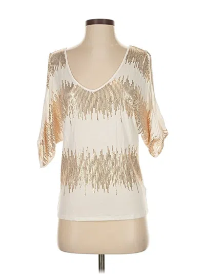 Pre-owned Bebe Short Sleeve Top Gold Scoop Neck Tops