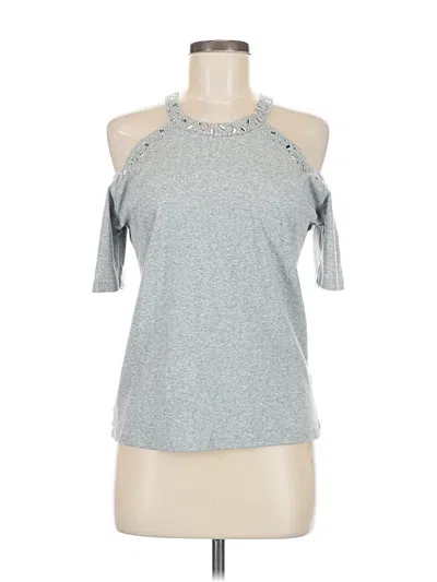 Pre-owned Bebe Short Sleeve Top Gray Cold Shoulder Neckline Tops