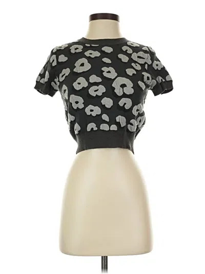 Pre-owned Bebe Short Sleeve Top Gray Keyhole Neckline Tops