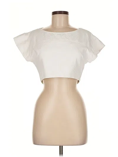 Pre-owned Bebe Short Sleeve Top Ivory Boatneck Tops In White
